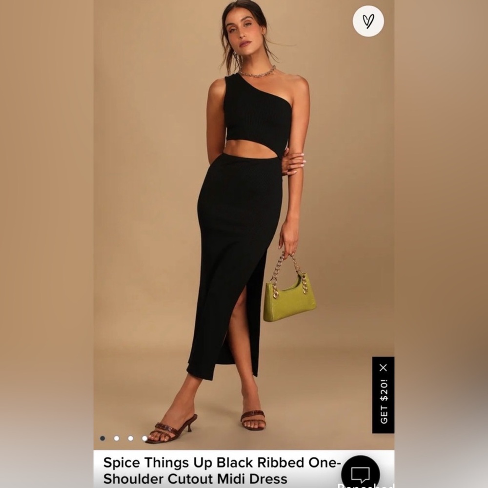 Lulus Spice Things Up Black Ribbed One-Shoulder
Cutout Midi Dress
